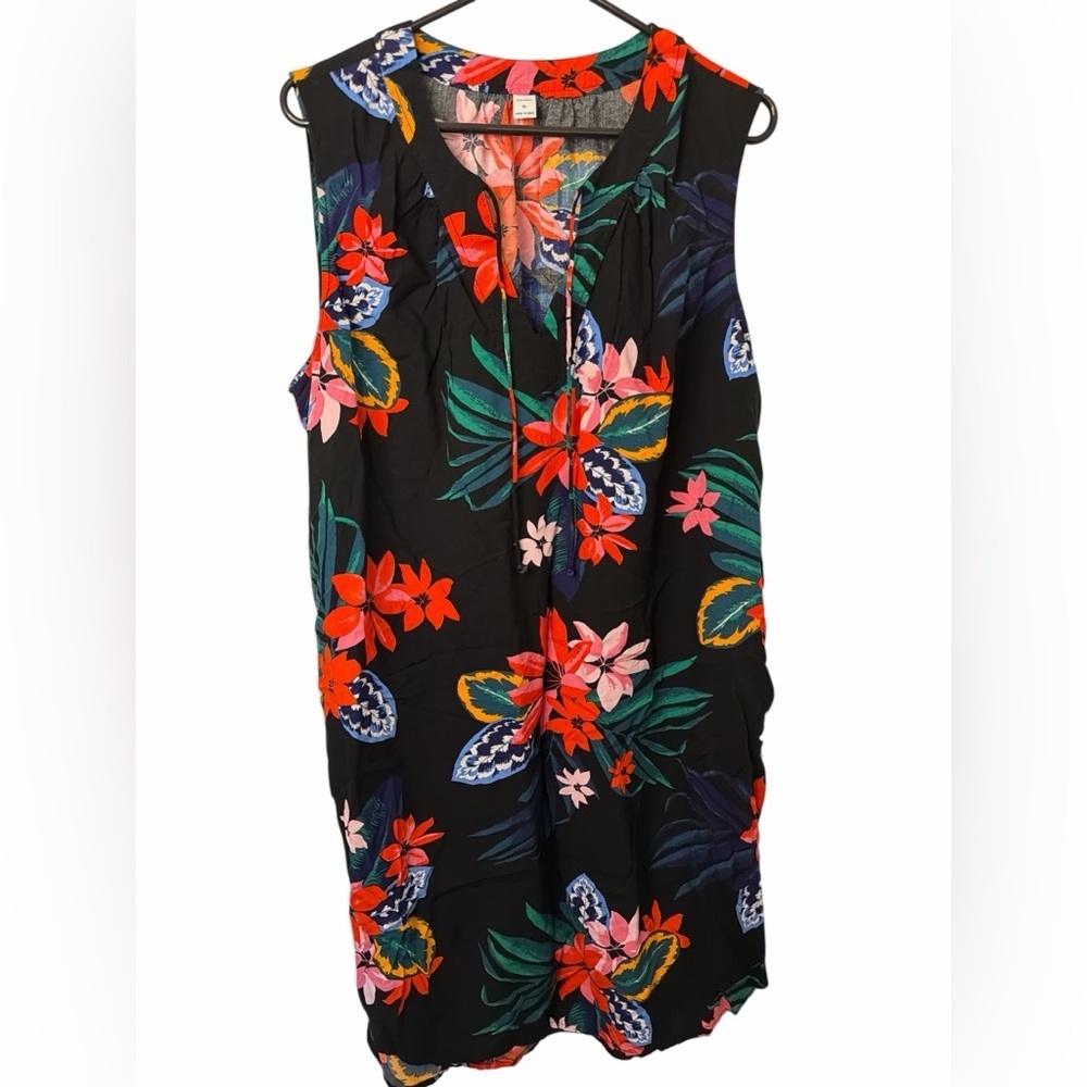 Old Navy Orange Black Floral Tropical Hawaiian Shift Dress